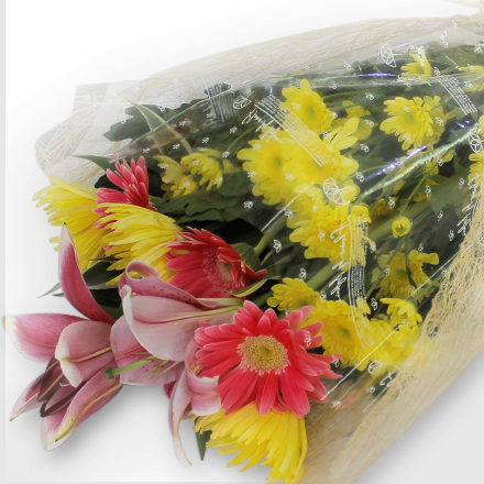 Bouquet of stargazers, gerberas, spider and assorted mums