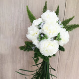 Peonies with crystal beads and green berries