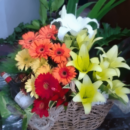 Spring Flowers in a Basket