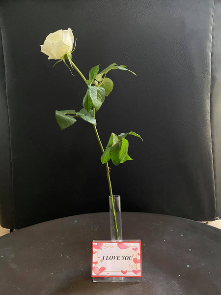 White Rose in Acrylic with Personalized Card
