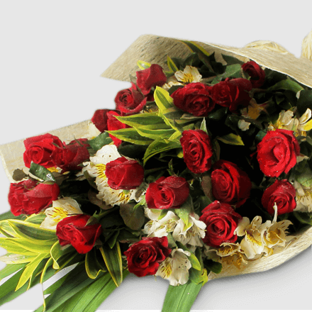 Bouquet of twenty-four red roses