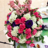 Monochromatic pink, white, and purple carnation with snapdragon